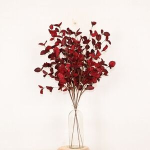 Set of 5 Primrue 26" Burgundy Faux Eucalyptus Stems - Dark Red Decor